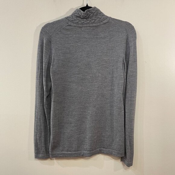 EUC Brooks Brothers 100% Wool Cable Knit Collar Sweater Grey Medium - Picture 2 of 5